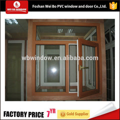 Upvc&pvc wood grain color Hurricane resistant casement window with fly screen on China WDMA