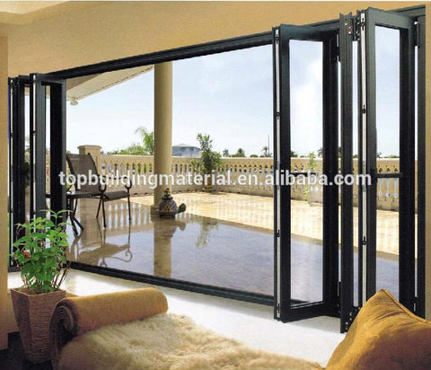 Veranda Black Aluminum Soundproof Glass Bifold Door on China WDMA