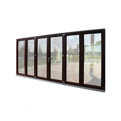 Weather Resistance wooden color heavy duty aluminium middle open bi fold glass door on China WDMA