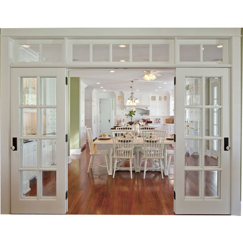 White modern design interior entry solid wooden french kitchen door with glass on China WDMA