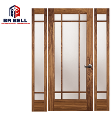 Wholesale Modern French House Patio Timber Frame Customized Single Door with Sidelites Glass Inserts Exterior Front Doors on China WDMA