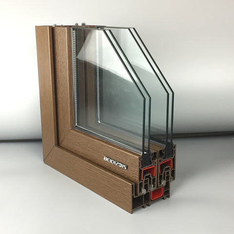 Wood Grain uPVC Sliding Double Glazing Glass Window and Door on China WDMA