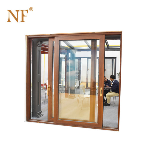 Wood cladding aluminium frame double glazing sliding door on China WDMA