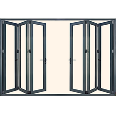 Wooden color powder coated toughened glass bi fold glass doors on China WDMA