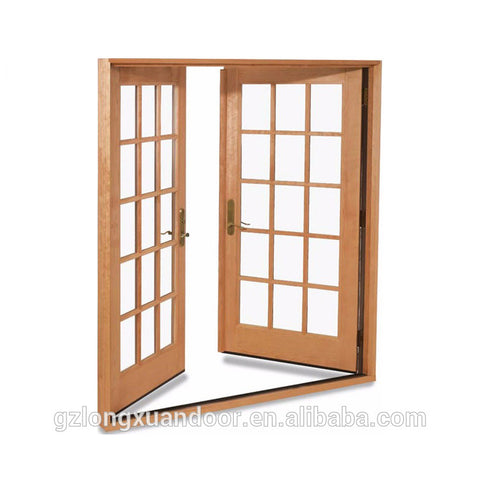 Wooden glass double external french doors design on China WDMA