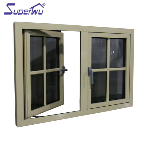 aluminum grill design double glazed fixed panel casement window and doors on China WDMA