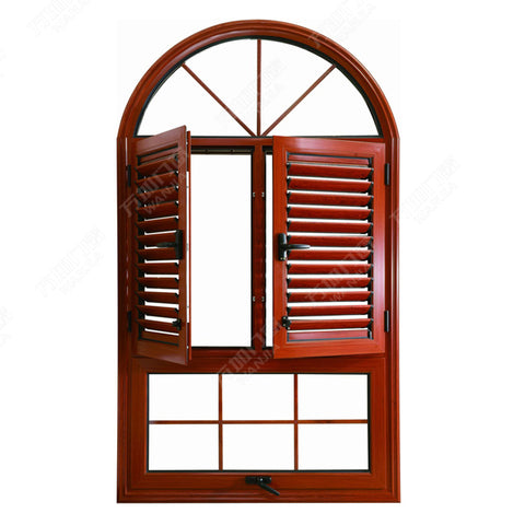 aluminum wooden color built-in windows with shutters on China WDMA