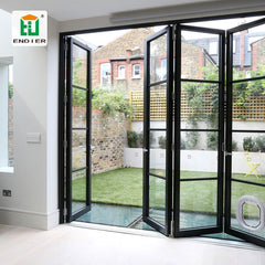 balcony patio courtyard soundproof accordion bifold windows folding glass aluminium bi-folding window for prefab homes on China WDMA