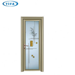 construction single pane aluminium interior french frosted double tempered glass bathroom door casement swing door on China WDMA