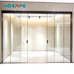 customized tempered glass soft closing black metal narrow frame synchronized sliding door on China WDMA