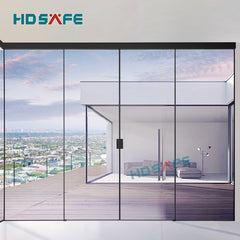 customized tempered glass soft closing black metal narrow frame synchronized sliding door on China WDMA