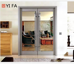 double narrow customized patio aluminum frame hinged doors with insert blinds shutter on China WDMA
