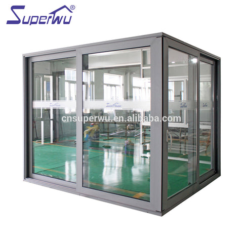 double panel tempered glass powder coated aluminum frame metal stained glass door on China WDMA
