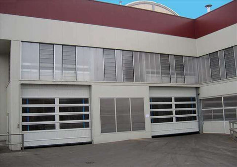 fireproof industrial french sliding sectional garage doors with small door on China WDMA