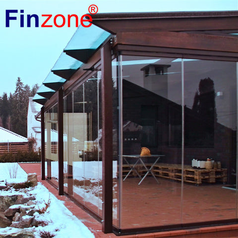 frameless glass folding sliding terrace glazing door system with durable strong accessories on China WDMA