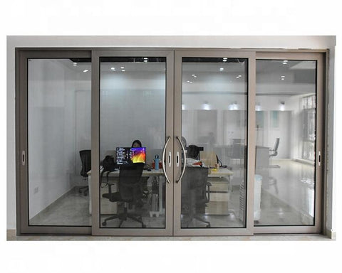 grey aluminium thermal break structure frame glass sliding patio door on China WDMA