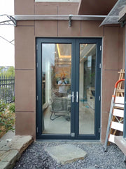 hurricane impact resistant terrace house aluminum alloy double swing glass door on China WDMA
