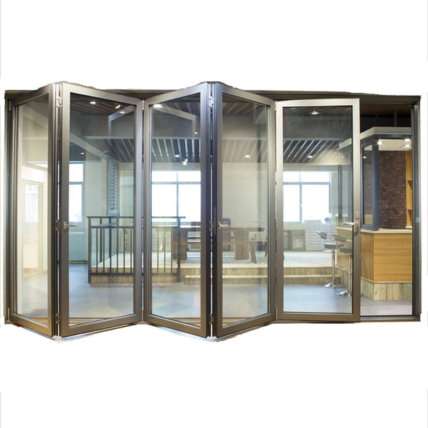 large opening insulated soundproof exterior aluminum glass bi folding door on China WDMA