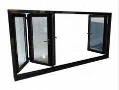 latest modern design black powder coating color double glass aluminium folding window bifold windows for residential house