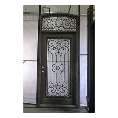 material framed aluminum frame triple glazed sliding black iron glass doors cast entry wood door with iron on China WDMA