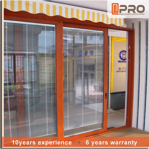 modern exterior doors aluminium framed sliding glass door with blinds on China WDMA