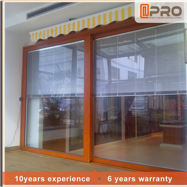 modern exterior doors aluminium framed sliding glass door with blinds on China WDMA