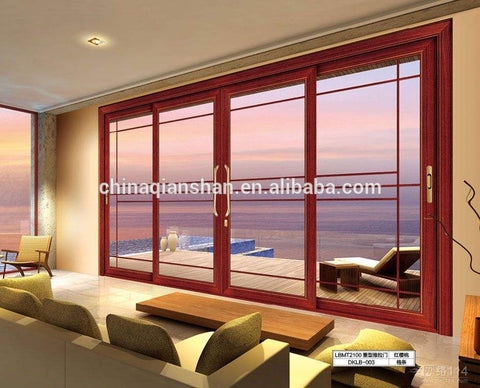 popular cheap price wood colour aluminium sliding door with double or triple low-e glass for residential and commercial building on China WDMA