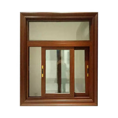 retro style wood color balcony aluminum sliding window on China WDMA