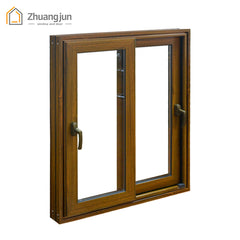 retro style wood color balcony aluminum sliding window on China WDMA