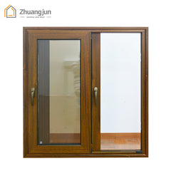 retro style wood color balcony aluminum sliding window on China WDMA