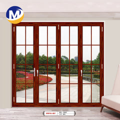 thermal break double Glass Patio Accordion Aluminum alloy frame Folding Door With Insect Screen on China WDMA