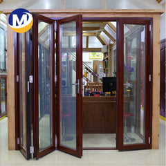 thermal break double Glass Patio Accordion Aluminum alloy frame Folding Door With Insect Screen on China WDMA
