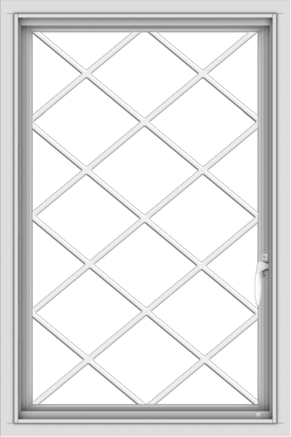 WDMA 24x36 (23.5 x 35.5 inch) White aluminum Push out Casement Window with Diamond Grids