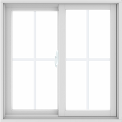 WDMA 34x34 (33.5 x 33.5 inch) White uPVC/Vinyl Sliding Window with Colonial Grilles