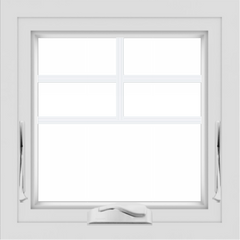 WDMA 24x24 (23.5 x 23.5 inch) White uPVC/Vinyl Crank out Awning Window with Top Colonial Grids