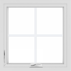 WDMA 24x24 (23.5 x 23.5 inch) White uPVC/Vinyl Crank out Casement Window with Colonial Grilles