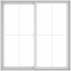 WDMA 60X60 (59.5 x 59.5 inch) White uPVC/Vinyl Sliding Window with Colonial Grilles