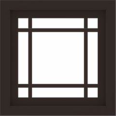 WDMA 24x24 (23.5 x 23.5 inch) Dark Bronze Aluminum Picture Window with Prairie Grilles