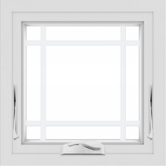 WDMA 24x24 (23.5 x 23.5 inch) White uPVC/Vinyl Crank out Awning Window with Prairie Grilles