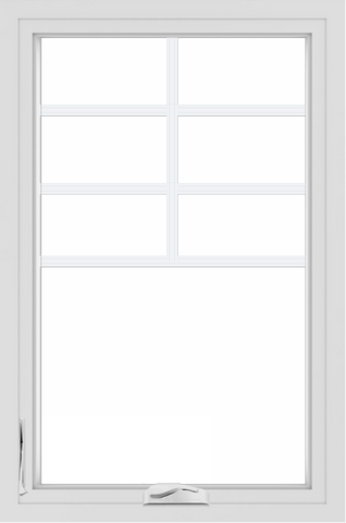 WDMA 24x36 (24.5 x 36.5 inch) White uPVC/Vinyl Crank out Casement Window with Top Colonial Grids