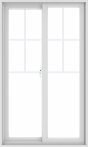 WDMA 36X60 (35.5 x 59.5 inch) White uPVC/Vinyl Sliding Window with Top Colonial Grids Grilles