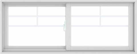 WDMA 60X24 (59.5 x 23.5 inch) White uPVC/Vinyl Sliding Window with Top Colonial Grids Grilles