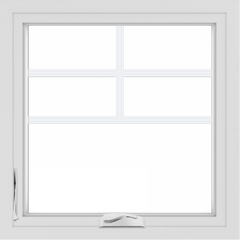 WDMA 24x24 (23.5 x 23.5 inch) White Aluminum Crank out Casement Window with Top Colonial Grids