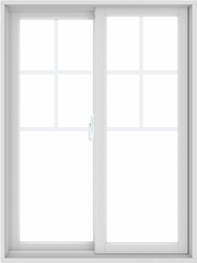WDMA 36X48 (35.5 x 47.5 inch) White uPVC/Vinyl Sliding Window with Top Colonial Grids Grilles