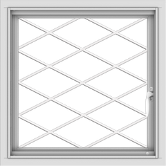 WDMA 24x24 (23.5 x 23.5 inch) White Aluminum Push out Casement Window with Diamond Grids