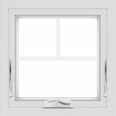 WDMA 24x24 (23.5 x 23.5 inch) White uPVC/Vinyl Crank out Awning Window with Fractional Grilles