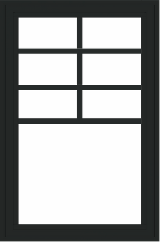 WDMA 24x36 (23.5 x 35.6 inch) black uPVC/Vinyl Crank out Casement Window with Top Colonial Grids Exterior