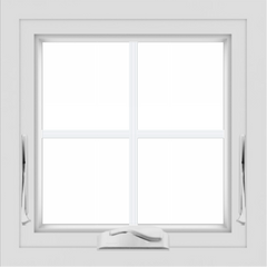 WDMA 24x24 (23.5 x 23.5 inch) White Aluminum Crank out Awning Window with Colonial Grilles