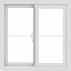 WDMA 24x24 (23.5 x 23.5 inch) black uPVC/Vinyl Slide Window with Colonial Grilles Interior