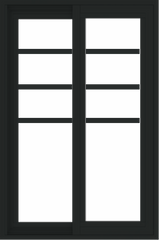 WDMA 24x36 (23.5 x 35.6 inch) black uPVC/Vinyl Slide Window with Top Colonial Grids Exterior